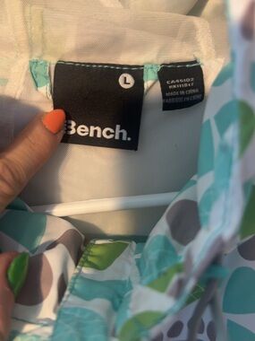 Bench White Windbreaker with Aqua and Lime Polka Dots
